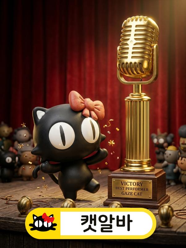 노래주점 1등 오더와 성공을 축하하며 춤추는 선택된 캐릭터