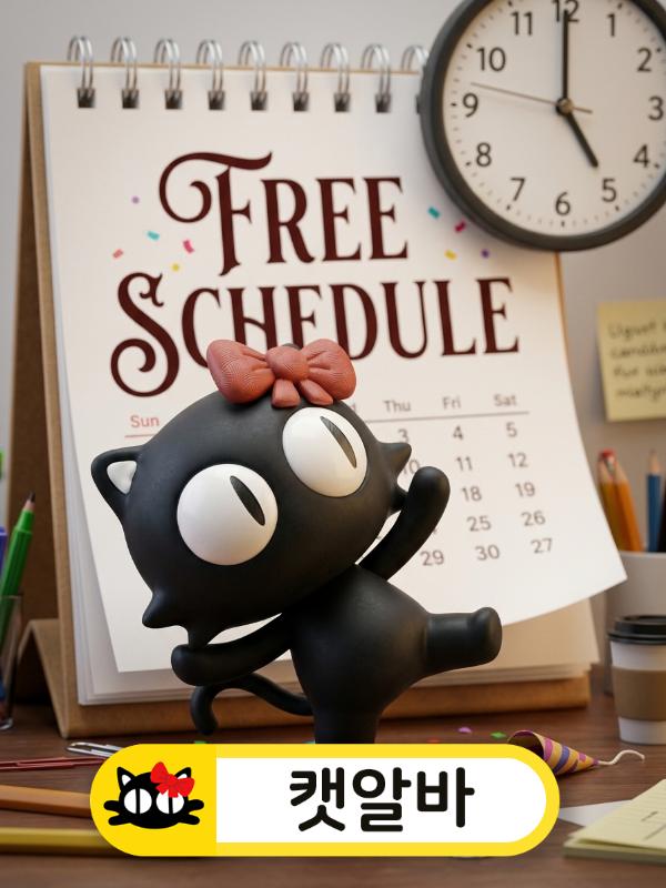 자율 스케줄과 자유로운 근무에 신난 선택된 캐릭터 연출